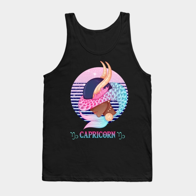 Retro Capricorn Zodiac Tank Top by NatalitaJK